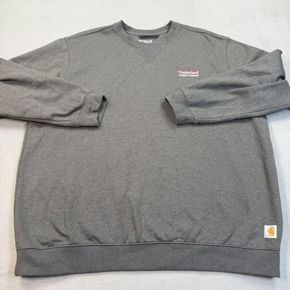 Carhartt Sweatshirt Mens 3XL Gray Fleece Crewneck Timberland Lumber Company Logo